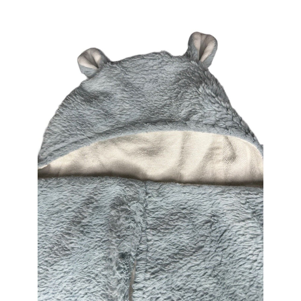 Pottery Barn Faux Fur Bear Animal Hooded Towel Wrap Blue Fleece - Picture 6 of 10